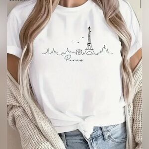 White Paris Graphic T-Shirt L
